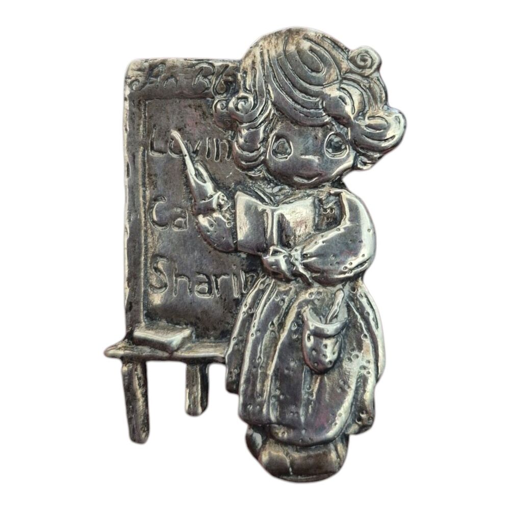 PMI Sterling Silver 925 Vintage Teacher Brooch Pin SIGNED Precious Moments